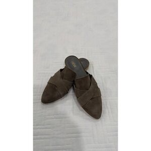 CREVO taupe suede pointed toe mule flats slip on women size 9